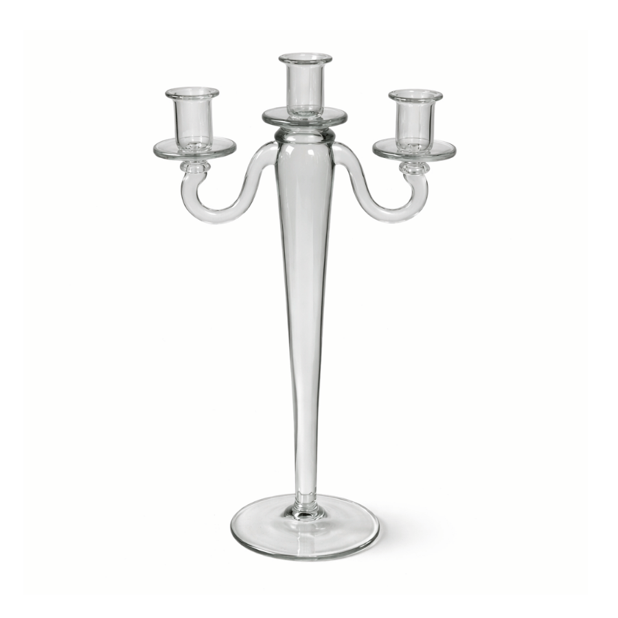 CANDELABRO CRISTAL LISO DE 3 VELAS 15*9