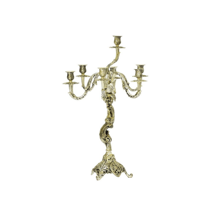 Candelabro Plata Hojas Anchas