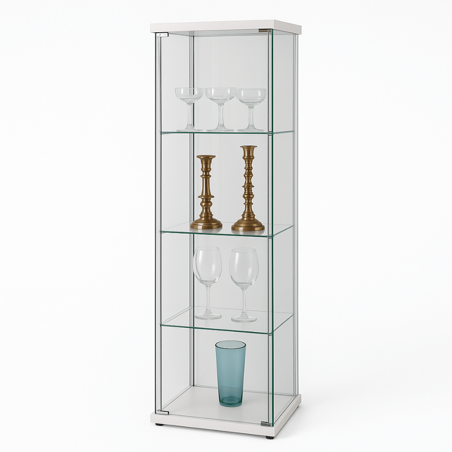 Exhibidor Cristal Blanco 4 Niveles