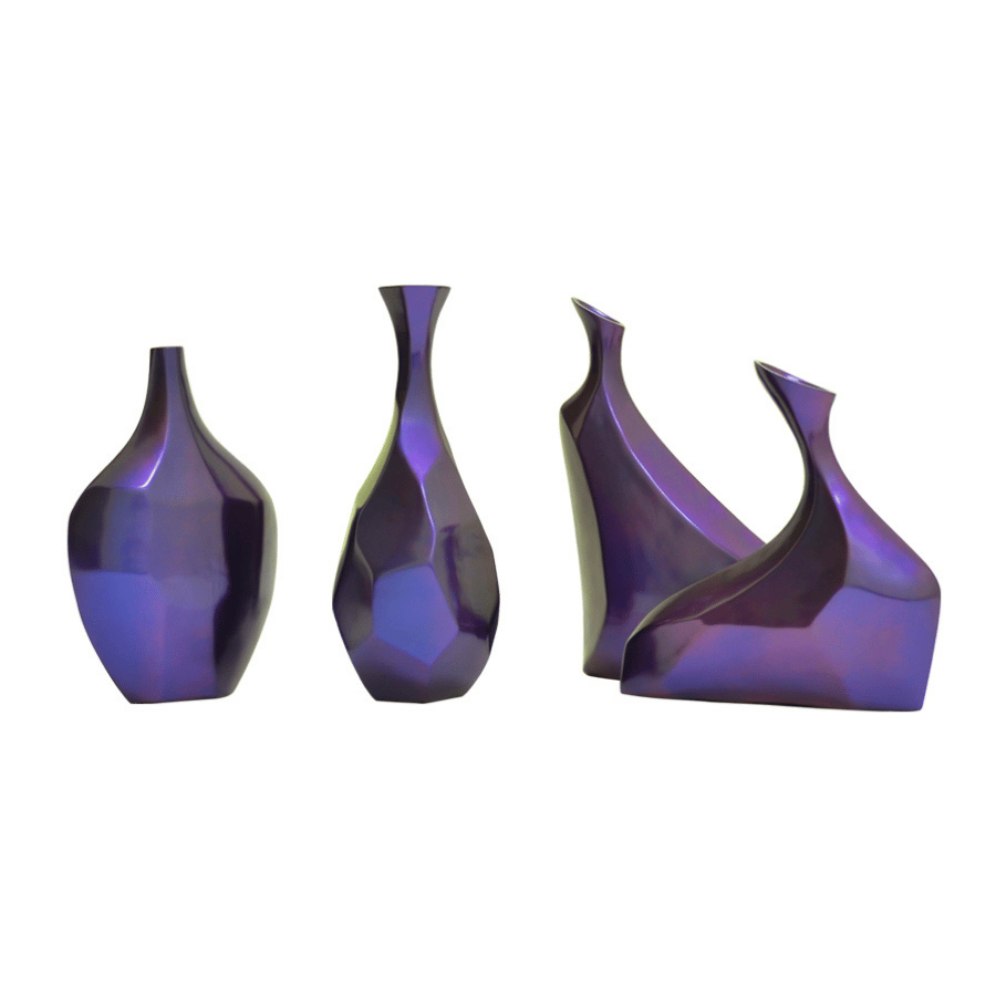 Florero Madera Morado Formas Diversas