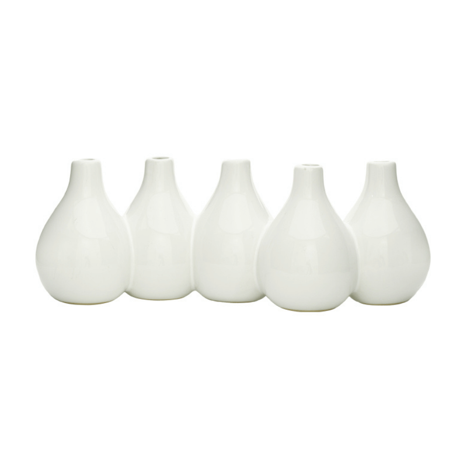 Florero Porcelana Siamese Quinteto Blanco