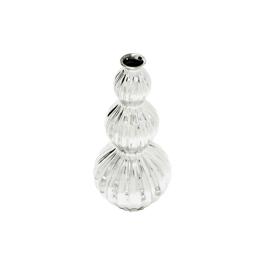 Florero Porcelana Nervada Triple Platino