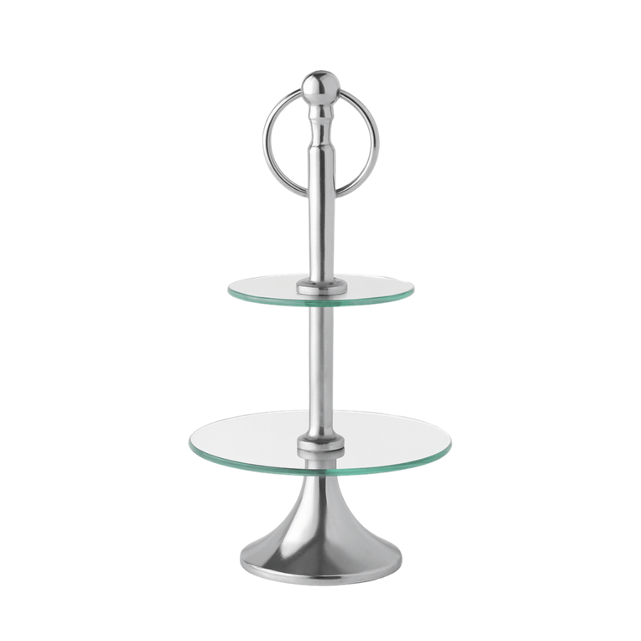 Pie Cristal Plata Doble Redondo