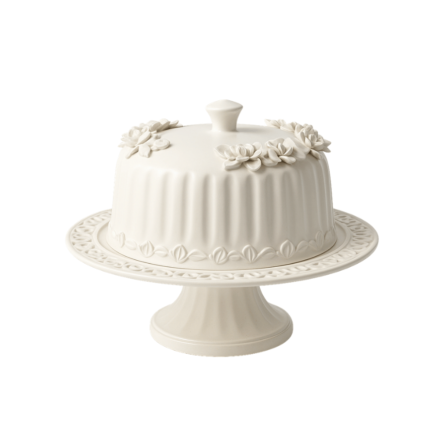 Pie Porcelana Crema con Tapa Rosas