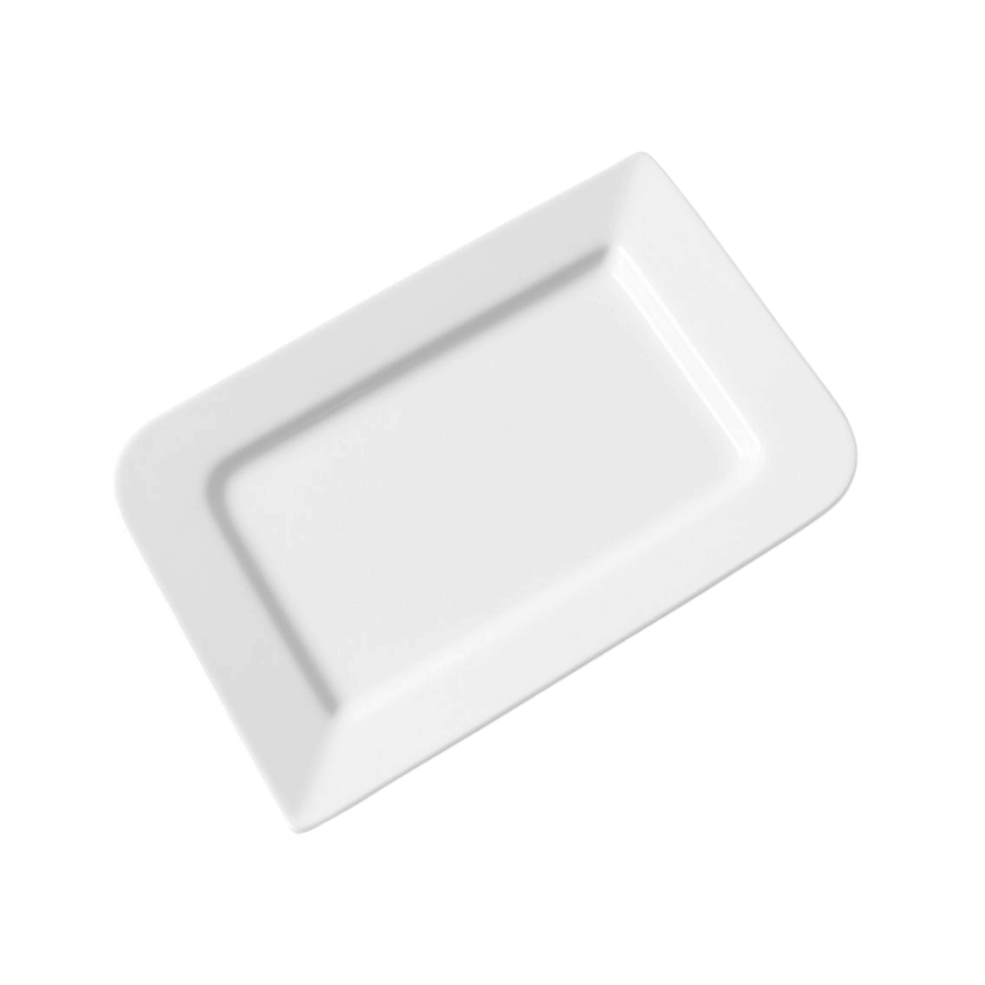 Platillo Porcelana Rect. Blanco 13*8