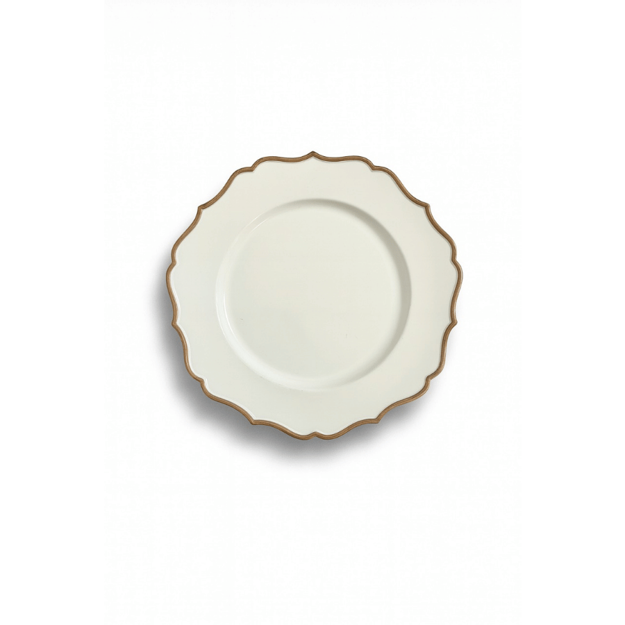 Plato Sitio Oleado Blanco Orilla Dorada