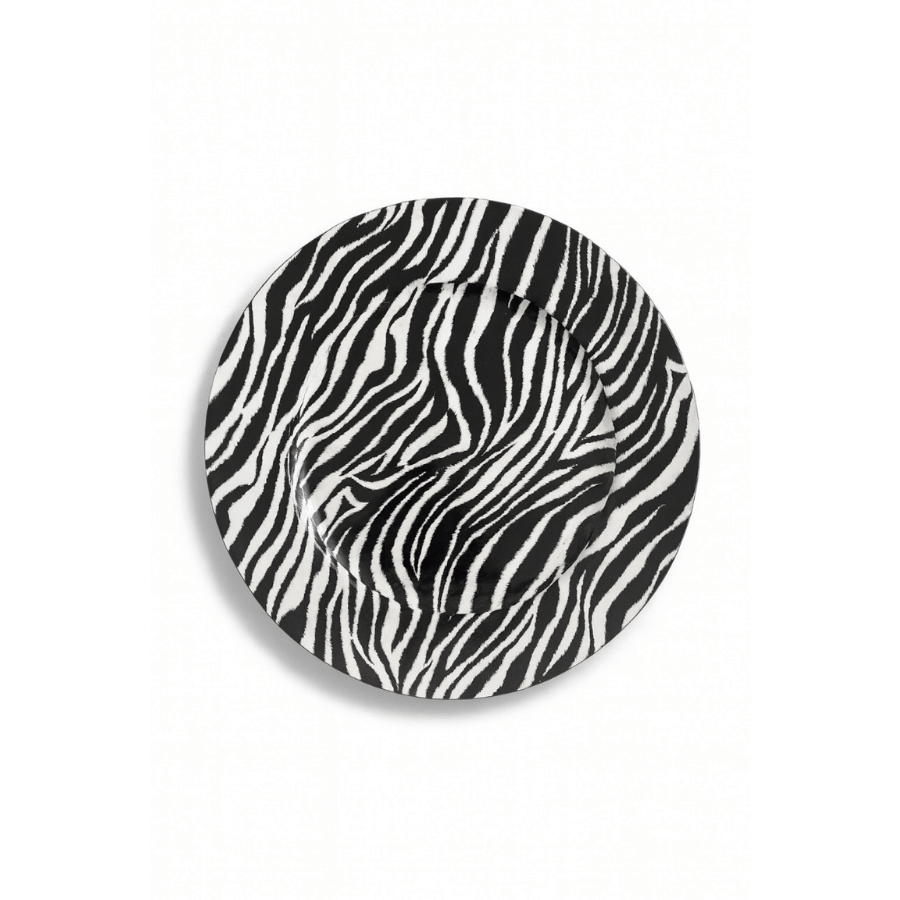 Plato Sitio Animal Print Blanco con Negro