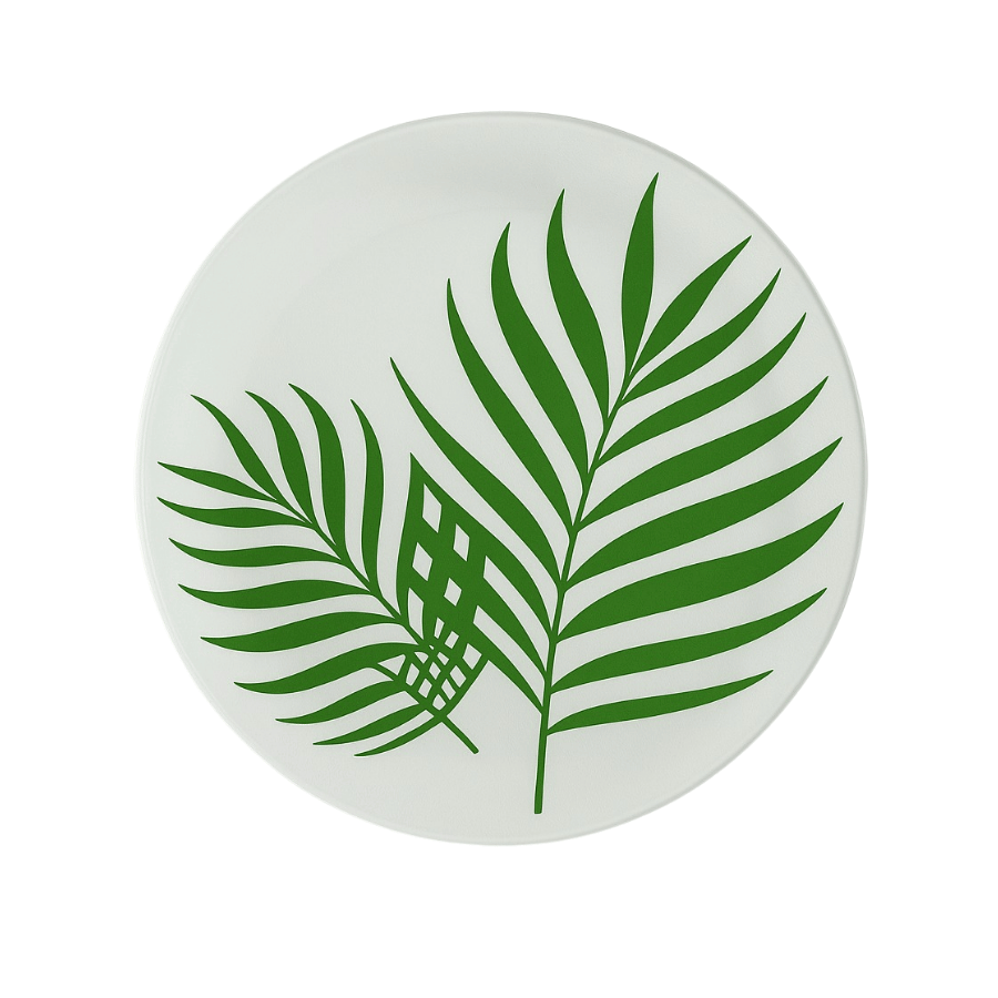 Plato Sitio Cristal Hoja Verde