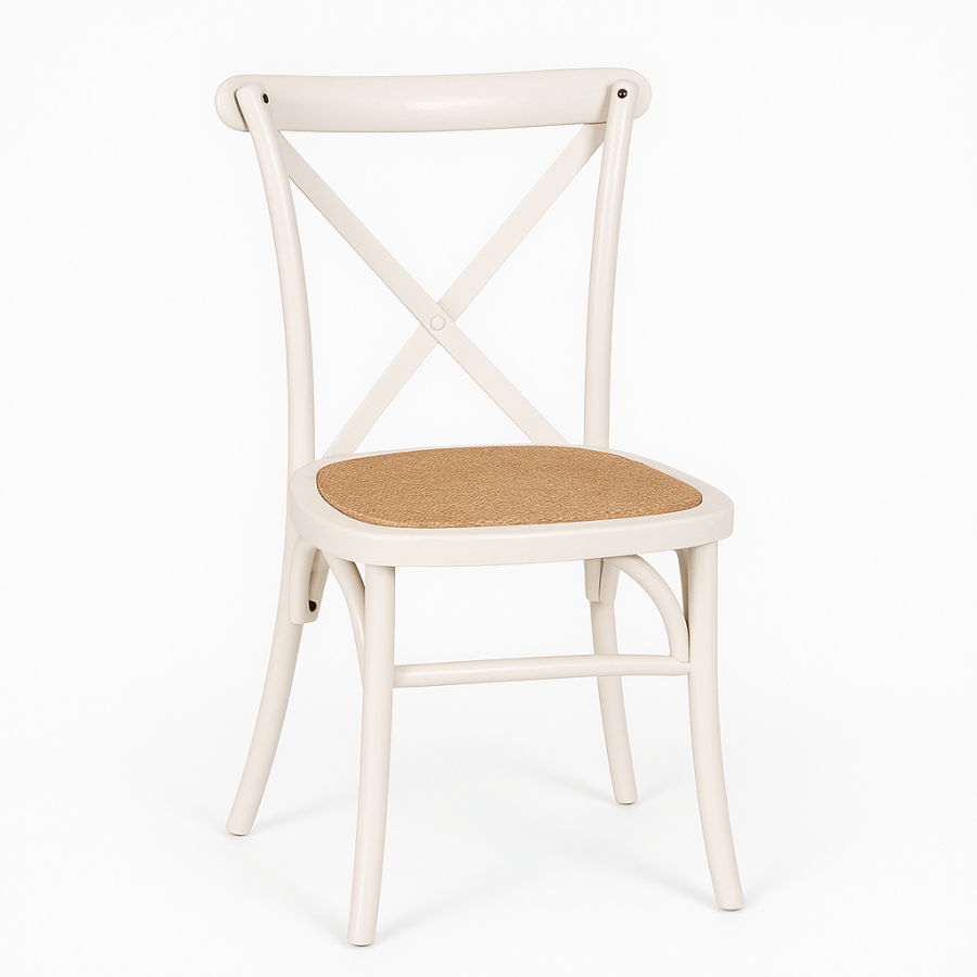 Silla Crossback Blanca con Pajilla