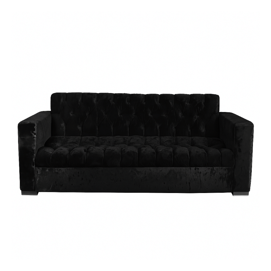 Sofa Velvet Pana Negro de Tres c/Brazo