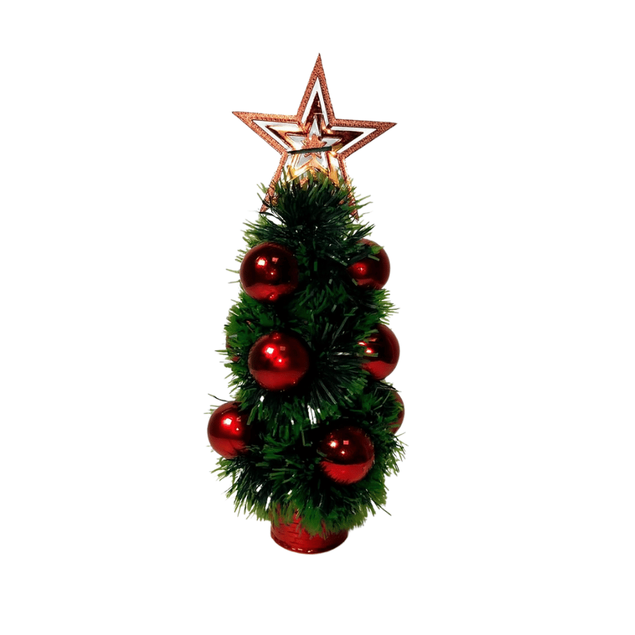 Arbolito Navideño Pequeño con Bolas Rojas