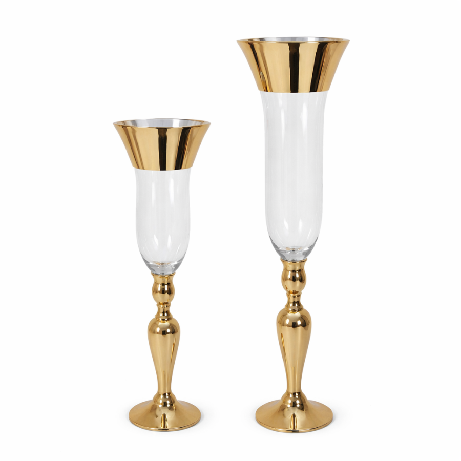Anfora Cristal Copa Orilla Dorada 26" Pequeño
