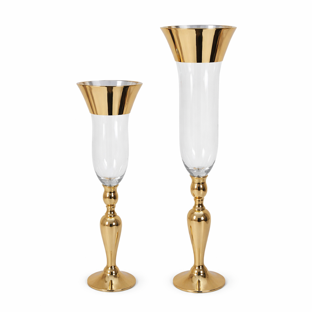 Anfora Cristal Copa Orilla Dorada 31" Grande