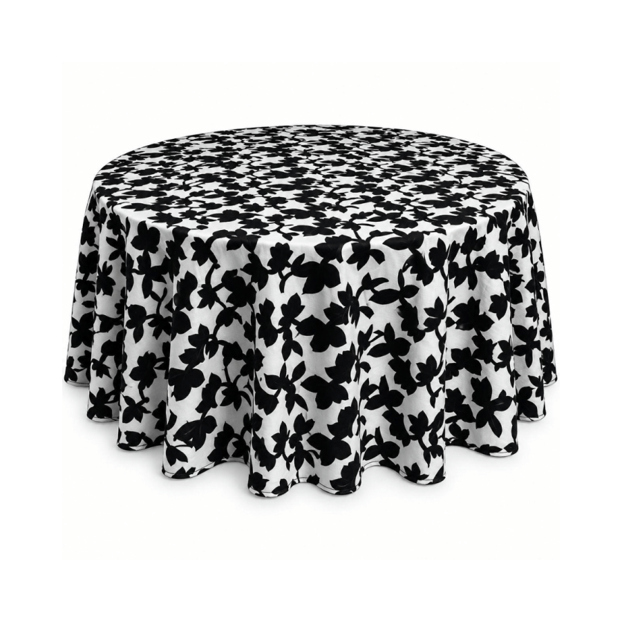 Mantel 60" VELVET Arabesco Blanco y Negro