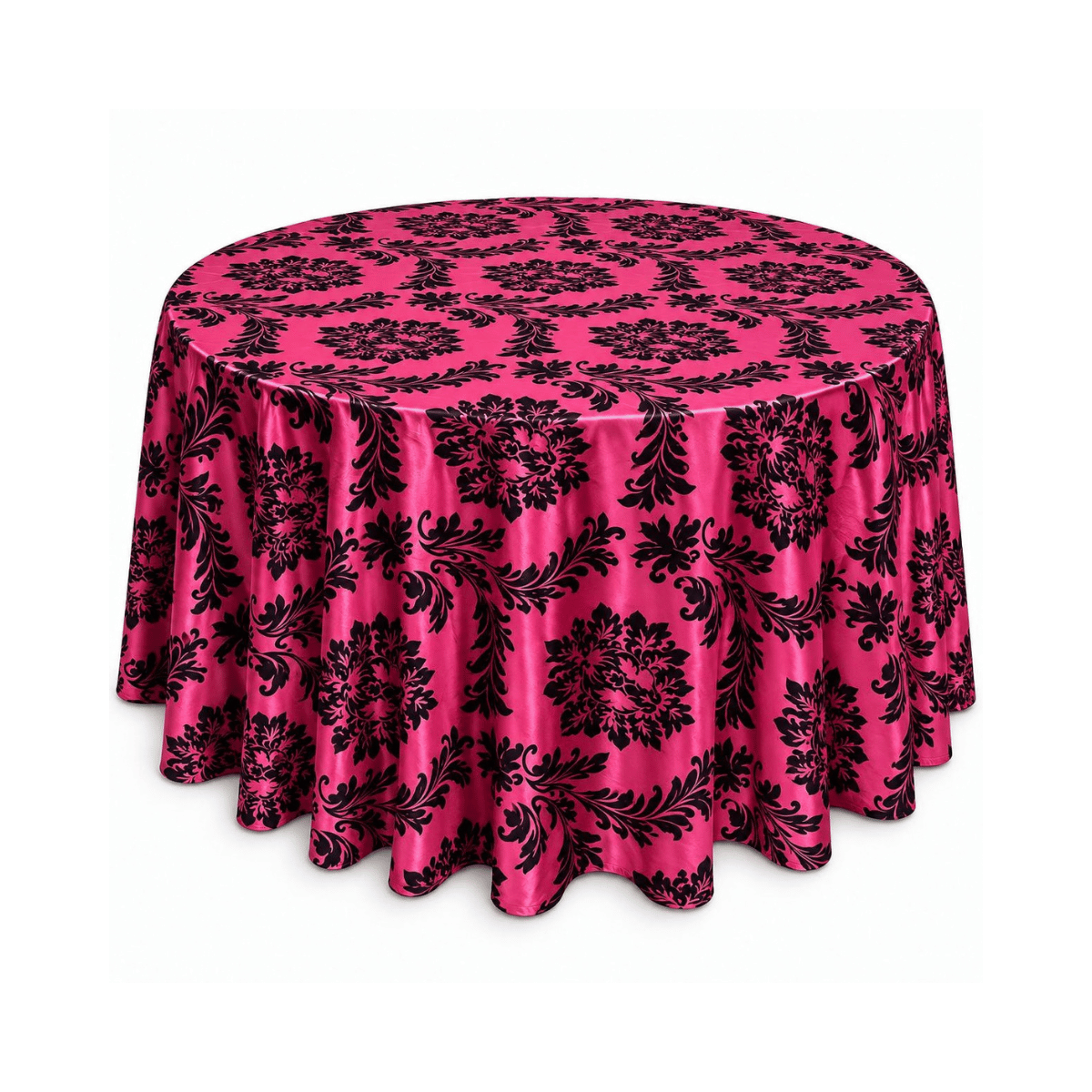 Mantel 60" VELVET Arabesco Negro Fondo Rosado
