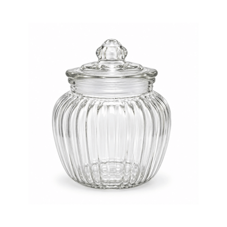 Bombonera de Cristal Estriada con Tapa 4"